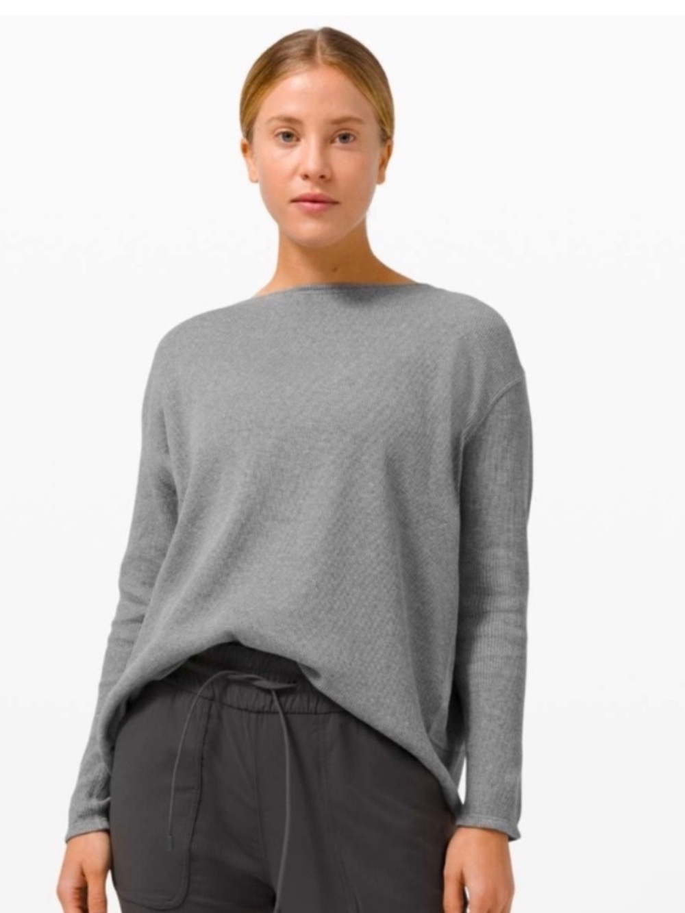 Lululemon Back In Action Waffle Knit Oversized Long Sleeve Top Size M ( 8 )